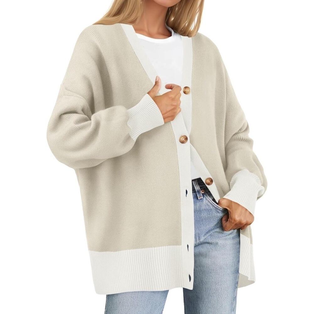 ZESICA Women's Casual Loose Knitted Cardigan Long Sleeve Open Front Small ii